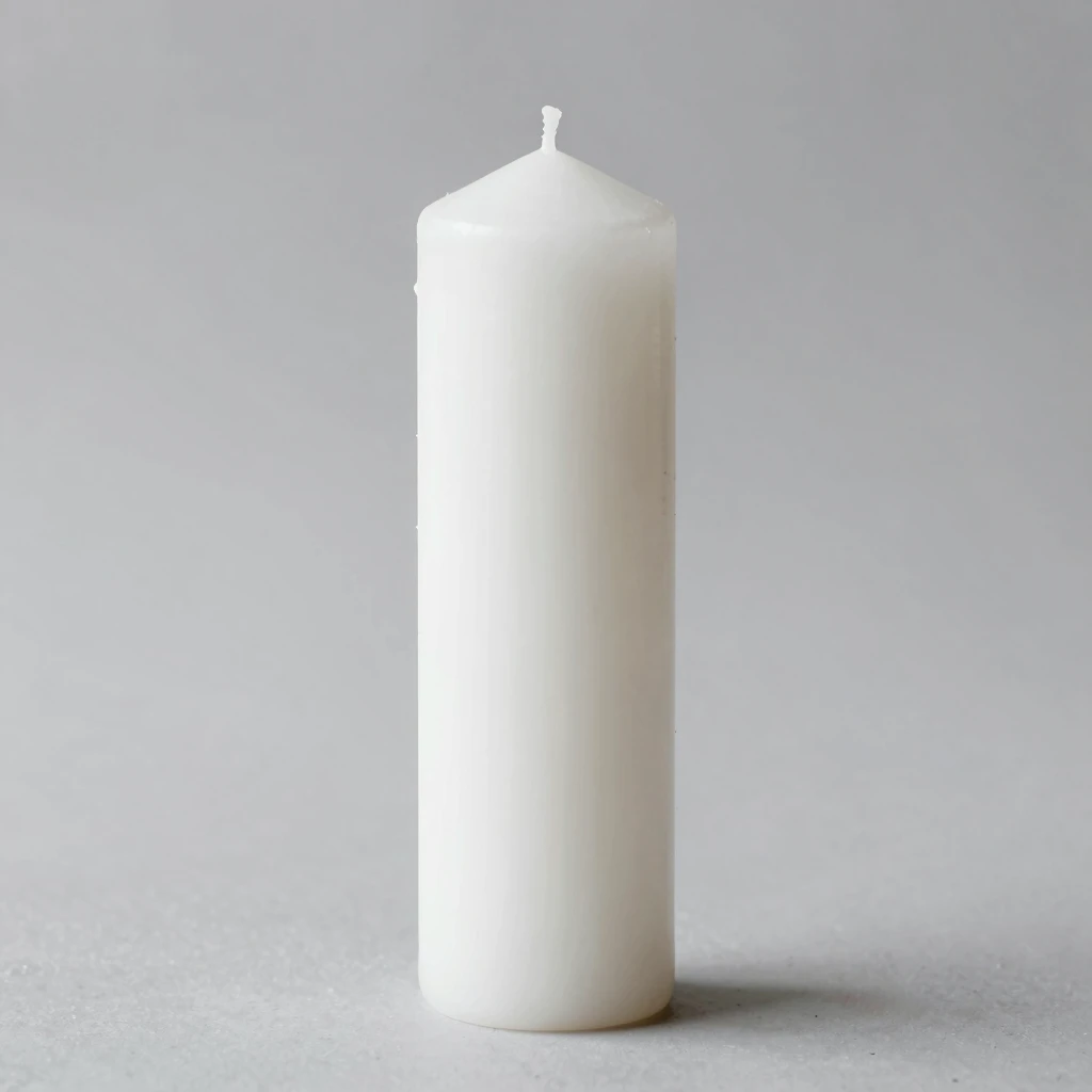 Minimalist white pillar candle